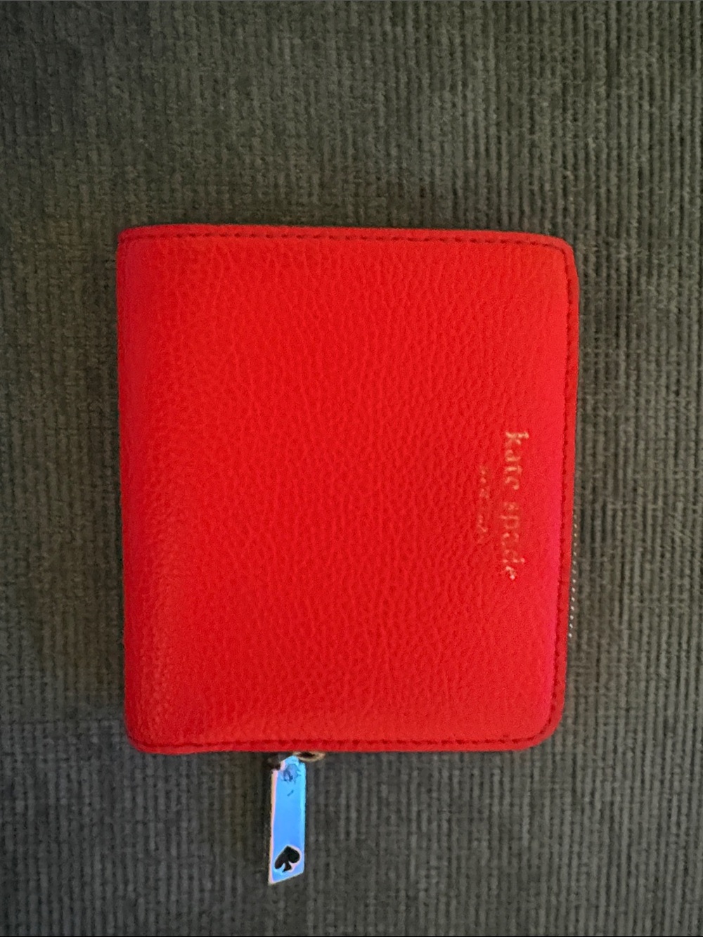 kate spade Red Pebbled Leather Zip Around Wallet